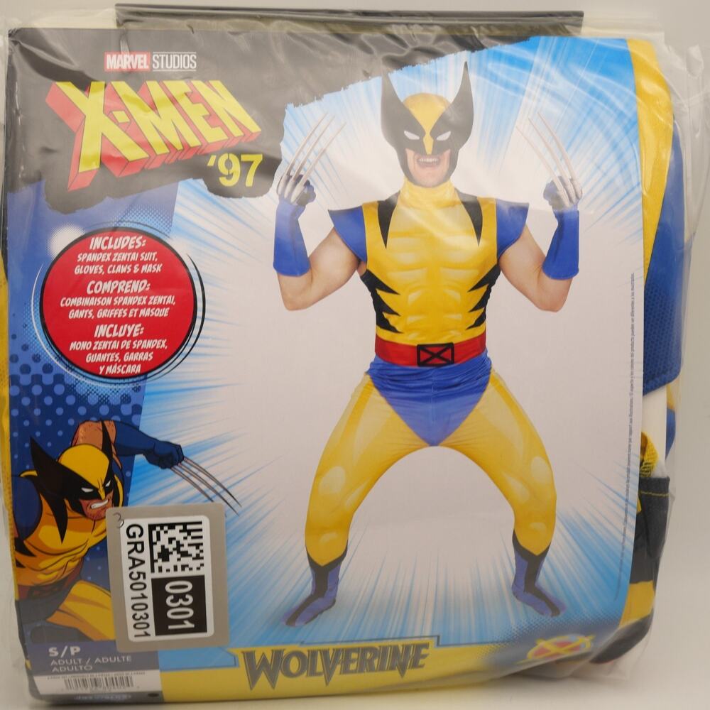 Classic Marvel X-Men Wolverine 97" Adult Size Small Halloween Costume Deluxe NEW